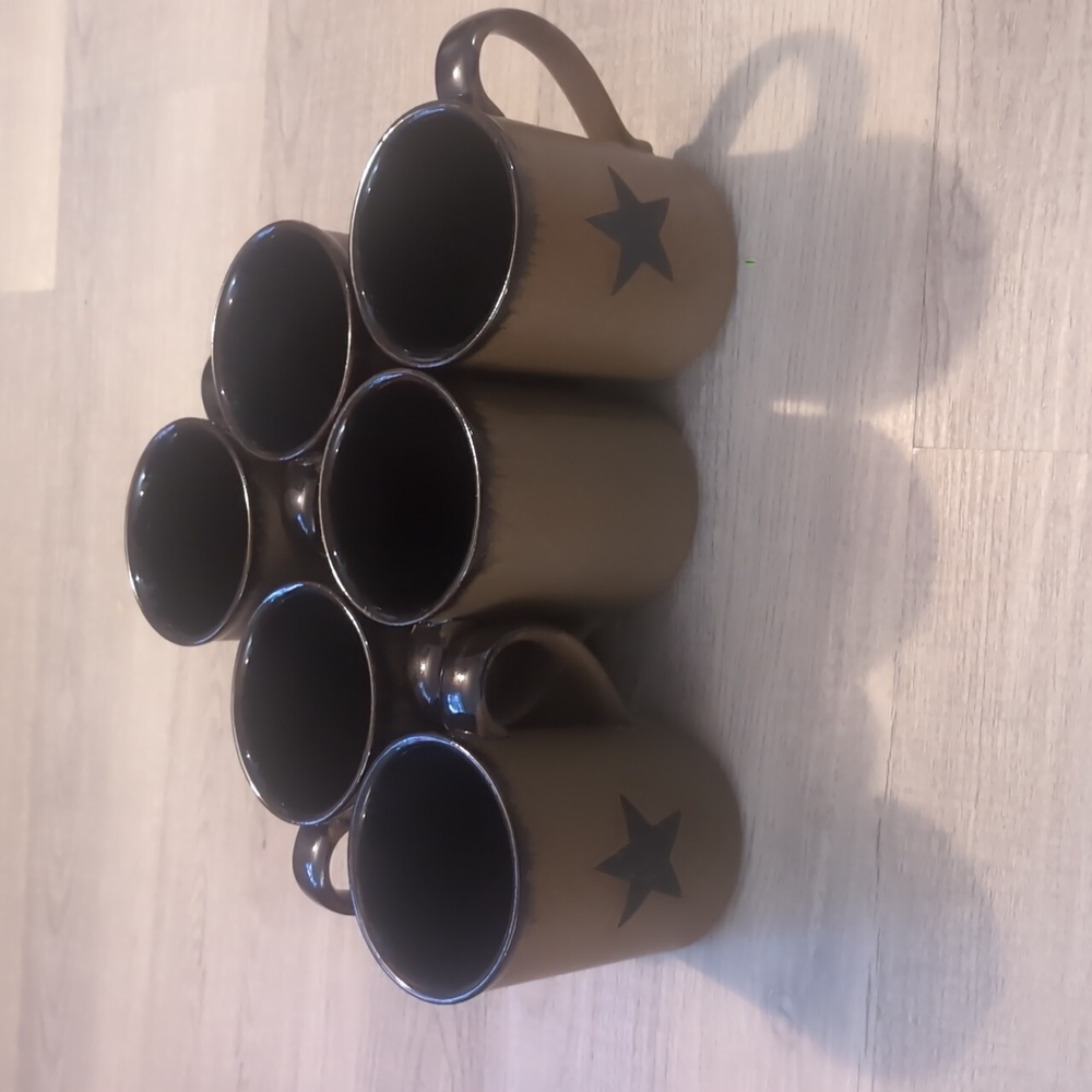 Set of 6 Brown Star Mugs